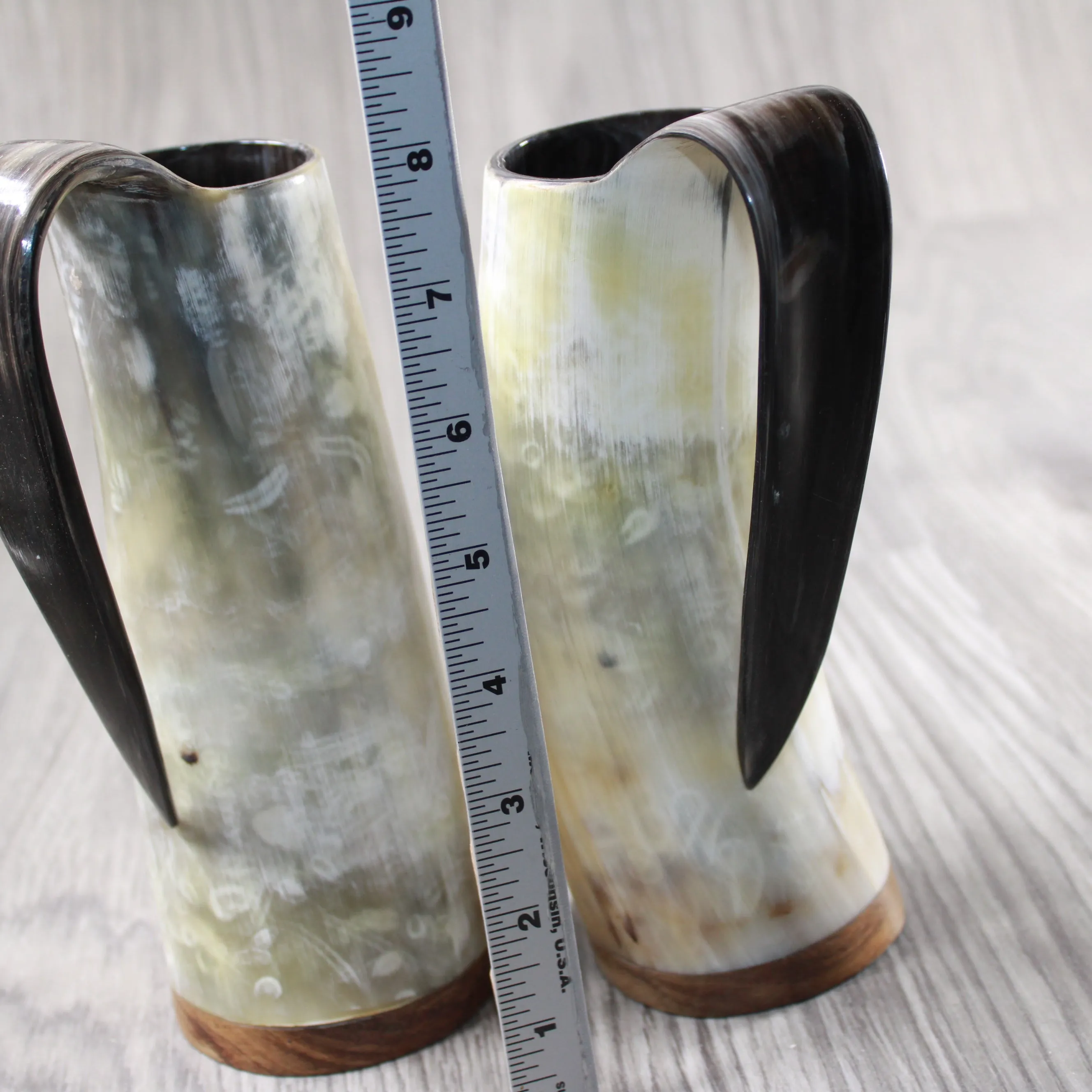 2 Horn Mugs #794-2 Medieval Tankard