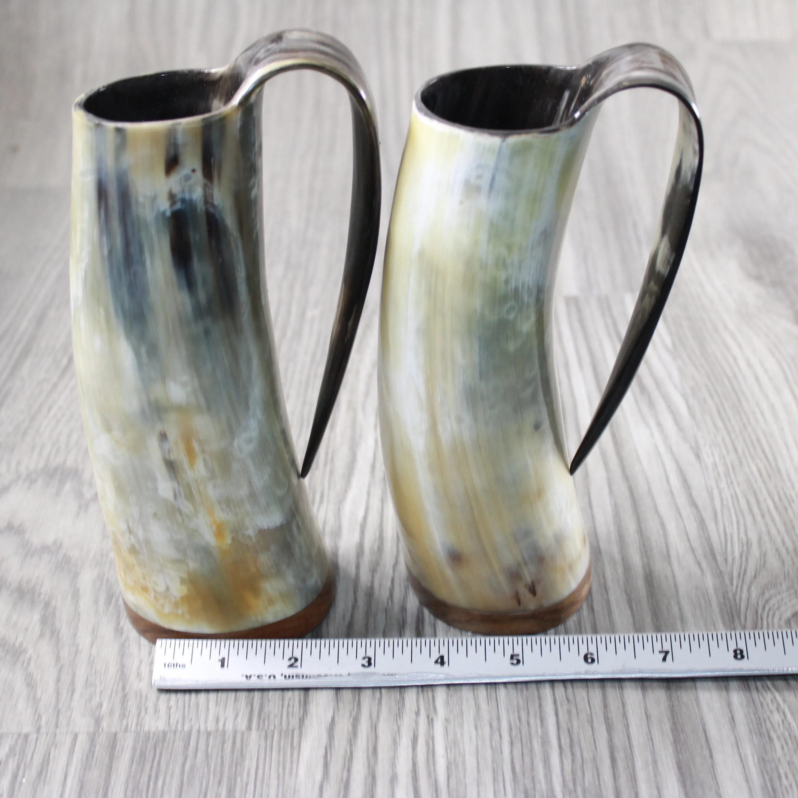 2 Horn Mugs #794-2 Medieval Tankard