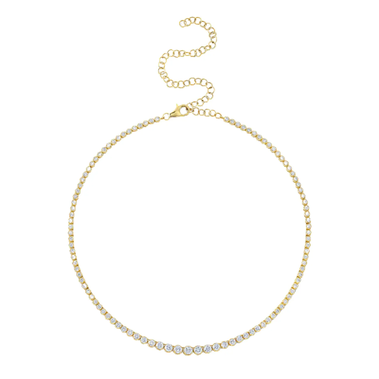4.5CT 14K Yellow Gold Diamond Riviera Necklace