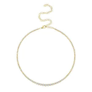 4.5CT 14K Yellow Gold Diamond Riviera Necklace