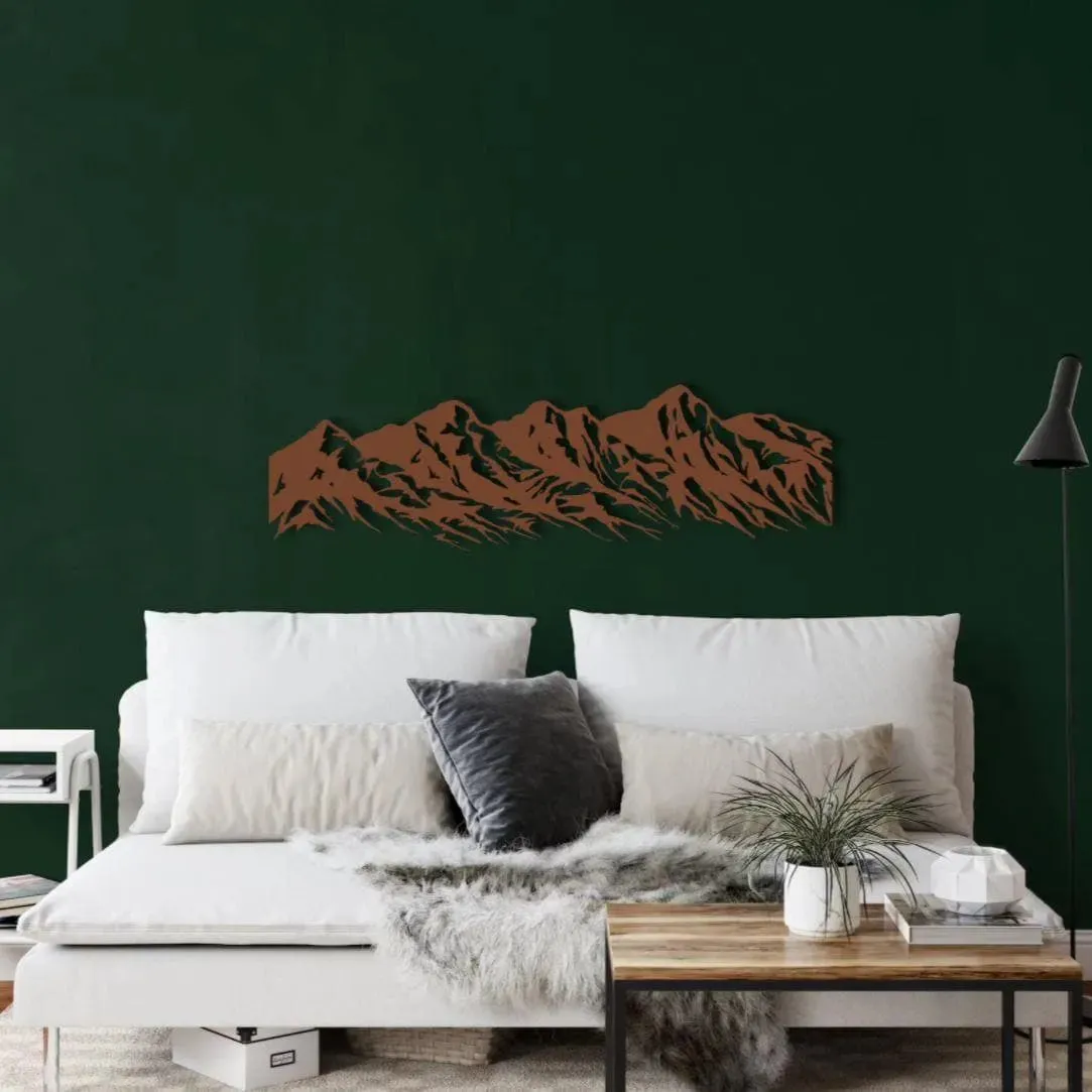 5 Peaks Mountain Range Metal Wall Art