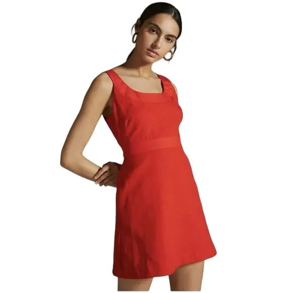 Anthropology Maeve Red Sleeveless Scoop-Neck Mini Dress Size 2