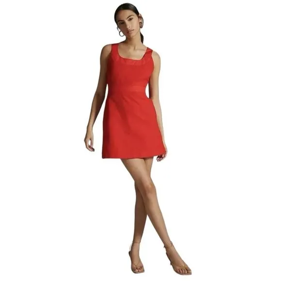 Anthropology Maeve Red Sleeveless Scoop-Neck Mini Dress Size 2