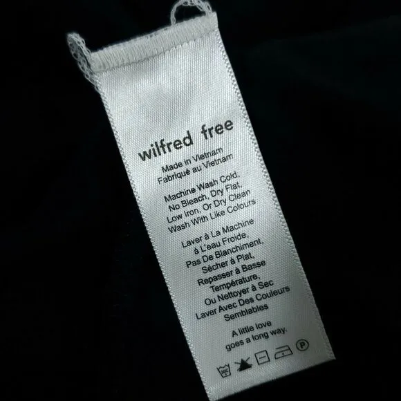 Aritzia Wilfred Free Bair Tie Wrap Dress Small Black Knit Short Sleeve Crew Mini