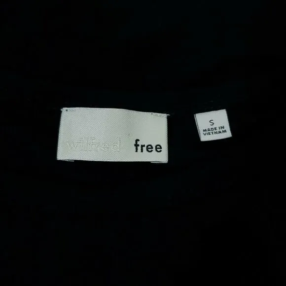 Aritzia Wilfred Free Bair Tie Wrap Dress Small Black Knit Short Sleeve Crew Mini