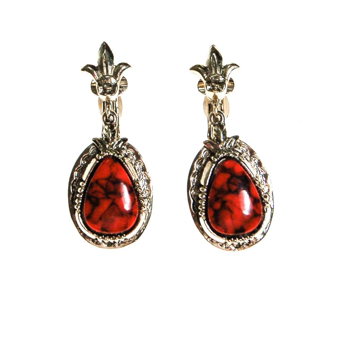 Art Mode Dangling Red Coral Earrings