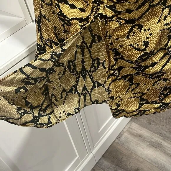 BA&amp;SH Jupe Carry Midi Skirt, Slit, Ruched, Snakeskin, Size 2 (8/M)