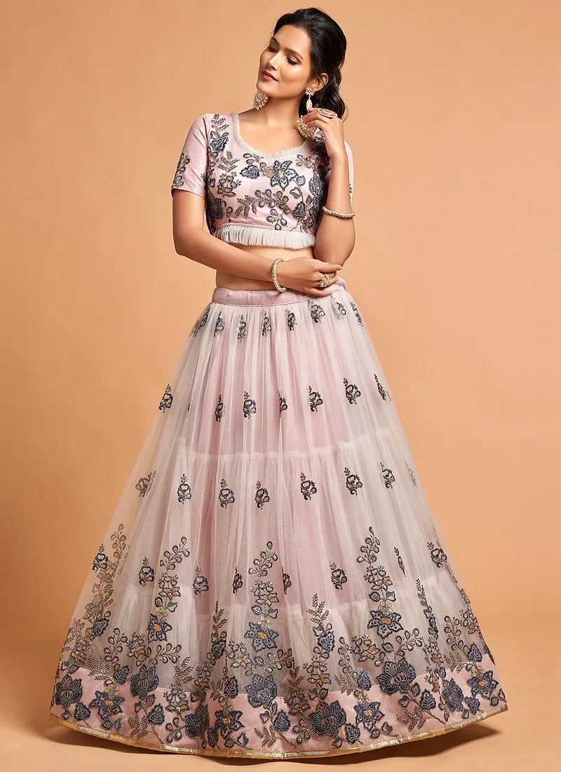 Baby Pink Embroidered Designer Lehenga Choli
