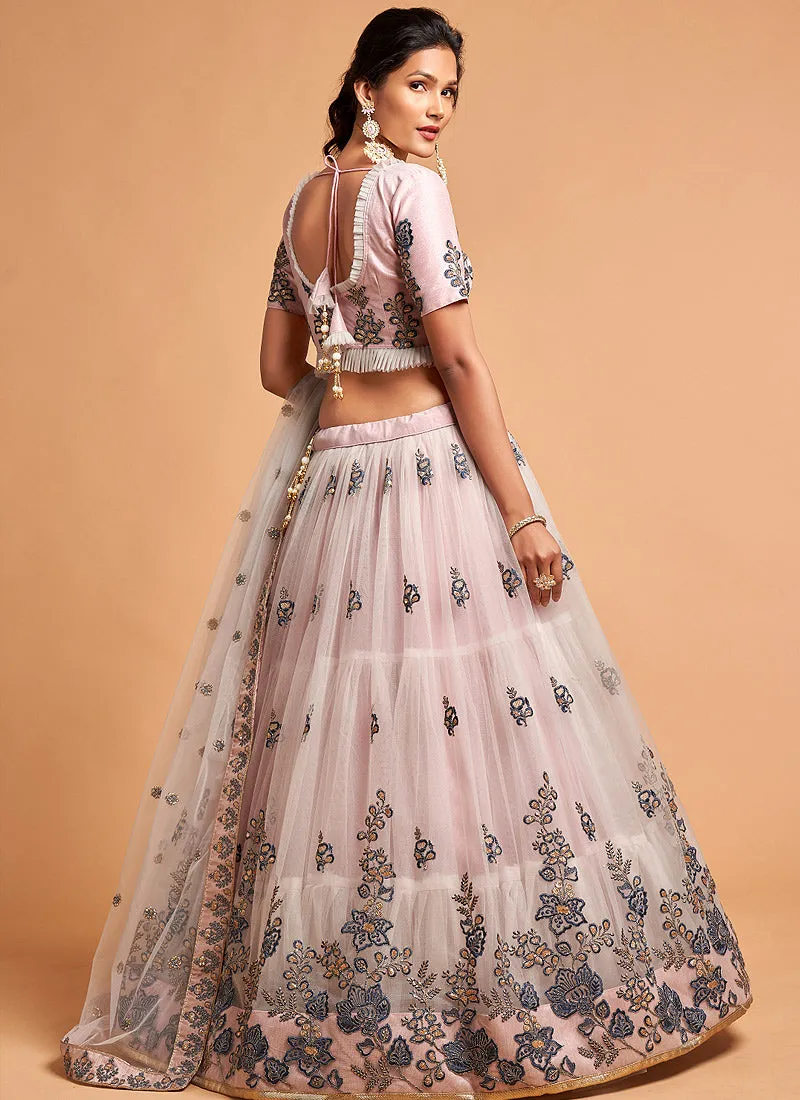Baby Pink Embroidered Designer Lehenga Choli