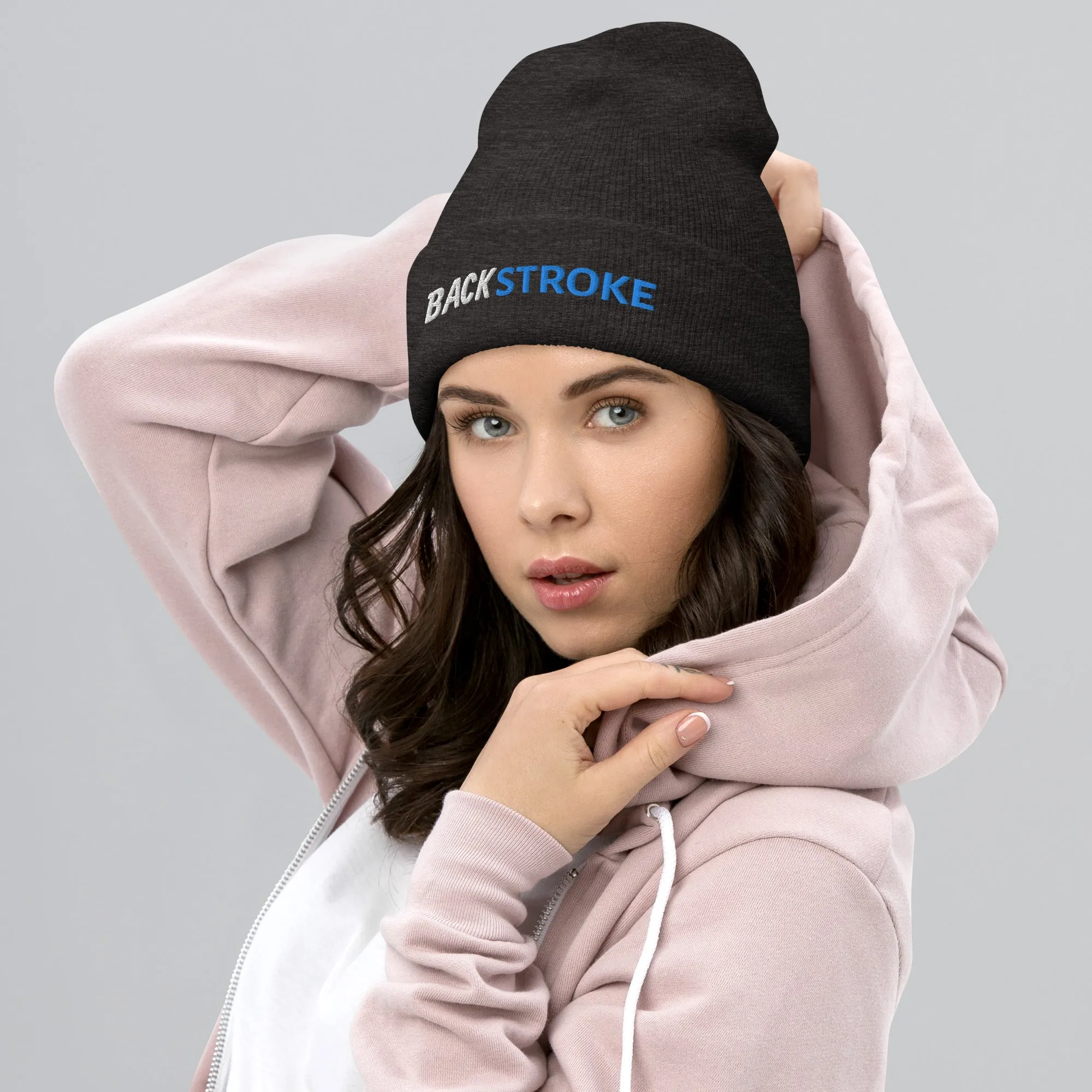 Backstroke Swimmers Embroidered Cuffed Beanie