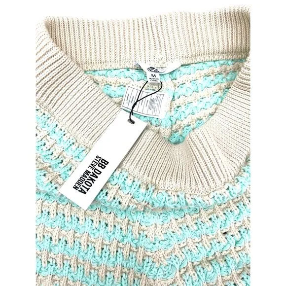 BB Dakota Steve Madden High Waist Blue &amp; Cream Crochet Shorts Medium NWT