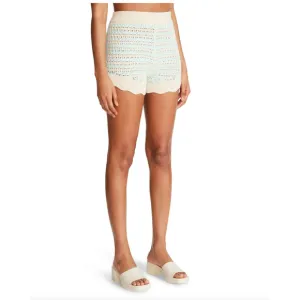 BB Dakota Steve Madden High Waist Blue &amp; Cream Crochet Shorts Medium NWT