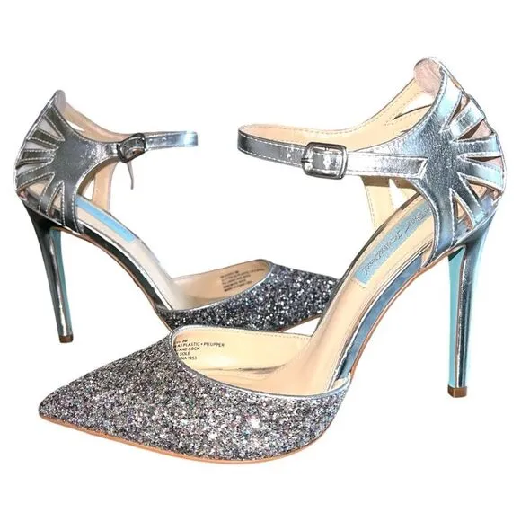 Betsey Johnson Avery…gorgeous silver sparkling heels!!