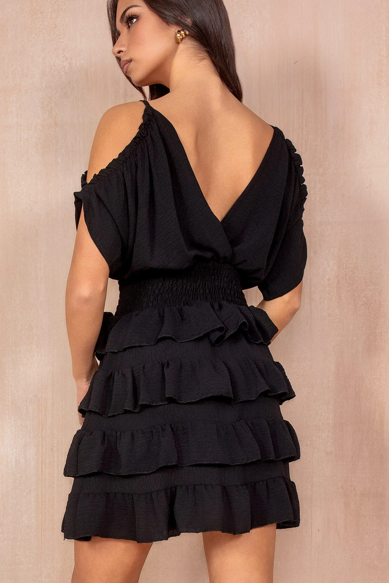 Bianca Black Cold Shoulder Dress