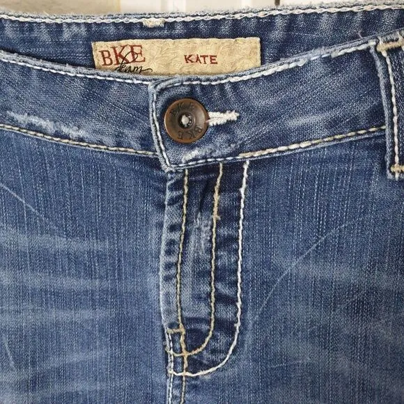 BKE Women's Jeans 34&quot; Kate Stretch Mid Rise Denim Blue Jeans 34&quot; x 31.5&quot;