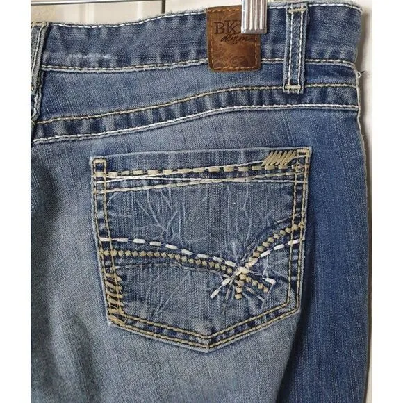 BKE Women's Jeans 34&quot; Kate Stretch Mid Rise Denim Blue Jeans 34&quot; x 31.5&quot;