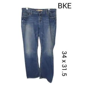 BKE Women's Jeans 34&quot; Kate Stretch Mid Rise Denim Blue Jeans 34&quot; x 31.5&quot;