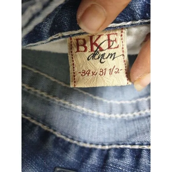 BKE Women's Jeans 34&quot; Kate Stretch Mid Rise Denim Blue Jeans 34&quot; x 31.5&quot;