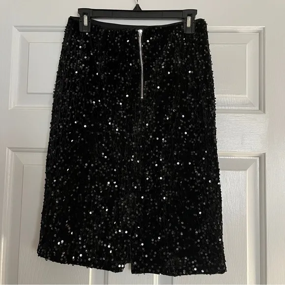 Black Sequin Pencil Skirt