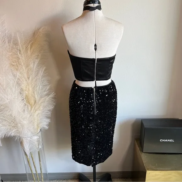 Black Sequin Pencil Skirt