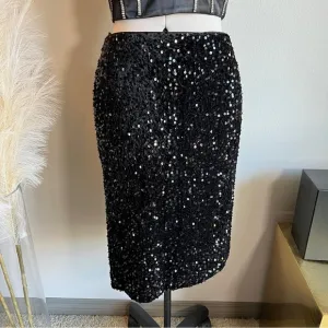 Black Sequin Pencil Skirt
