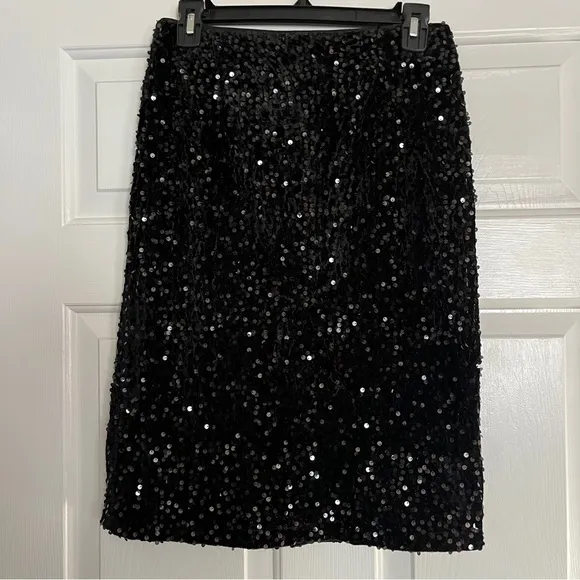 Black Sequin Pencil Skirt