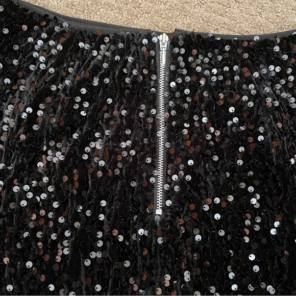 Black Sequin Pencil Skirt