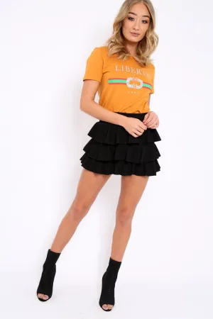 Black Triple Frill Shorts - Alison