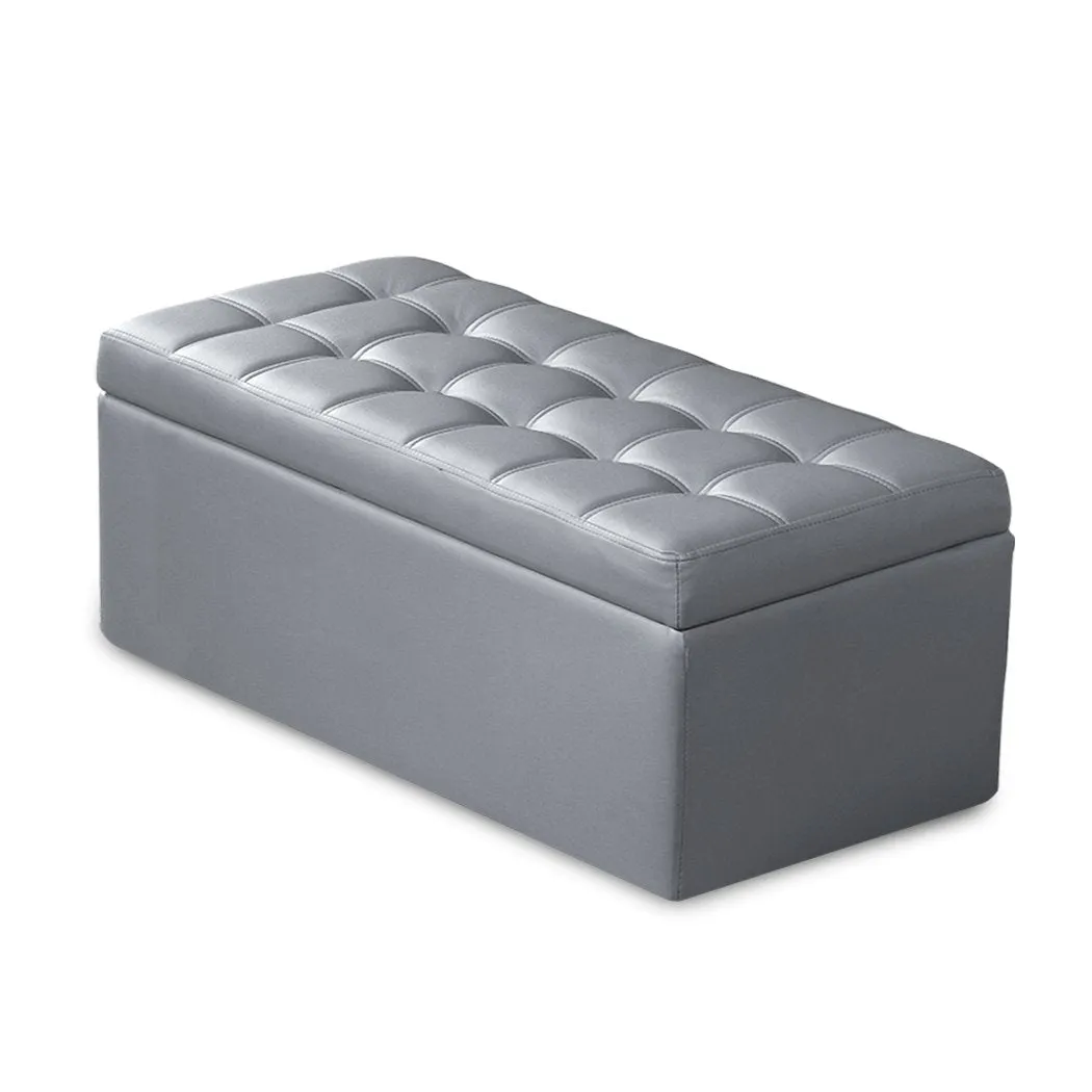 Blanket Box Storage Ottoman PU Leather Fabric Chest Toy Clothes Foot Stool Bed