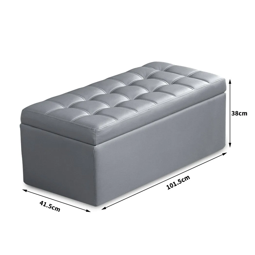 Blanket Box Storage Ottoman PU Leather Fabric Chest Toy Clothes Foot Stool Bed