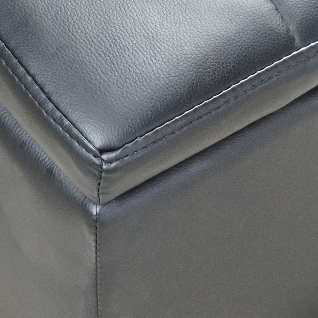 Blanket Box Storage Ottoman PU Leather Fabric Chest Toy Clothes Foot Stool Bed