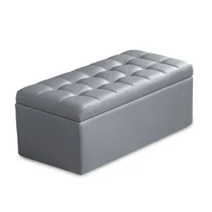 Blanket Box Storage Ottoman PU Leather Fabric Chest Toy Clothes Foot Stool Bed
