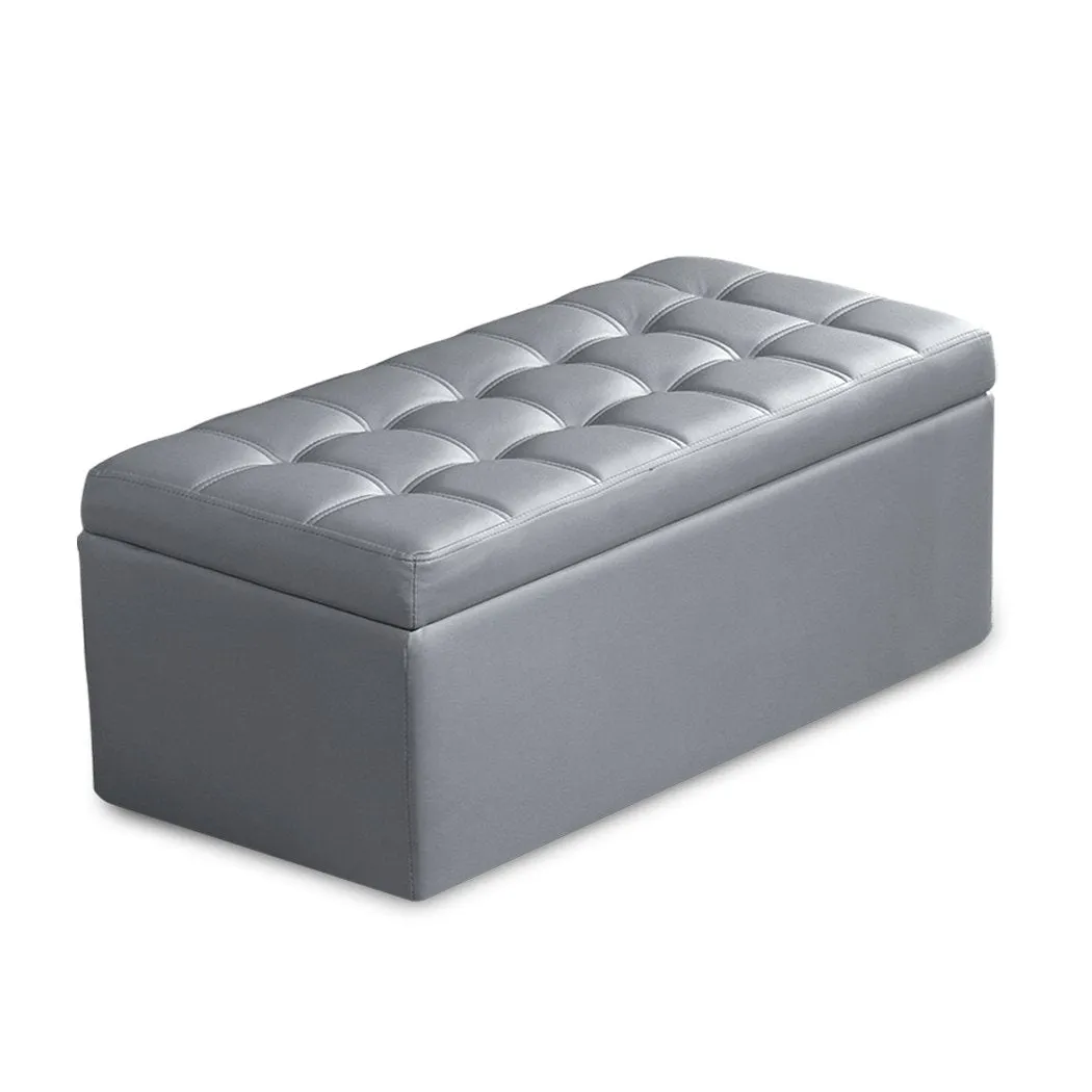 Blanket Box Storage Ottoman PU Leather Fabric Chest Toy Clothes Foot Stool Bed