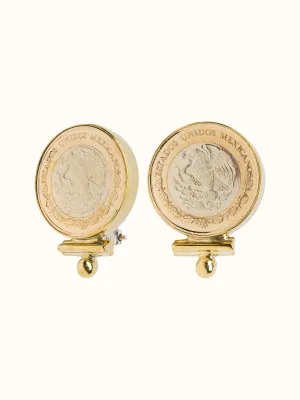 Brass Mexican Coin Earrings