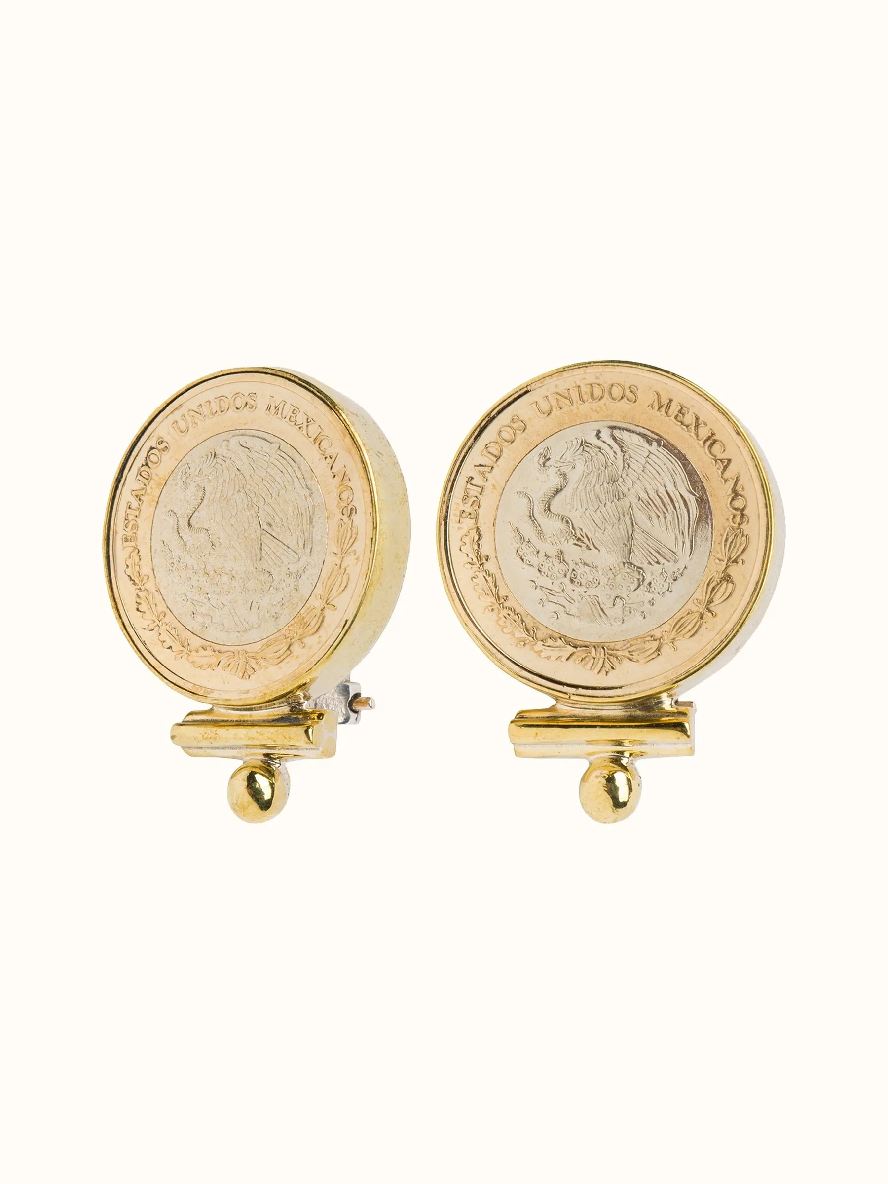 Brass Mexican Coin Earrings