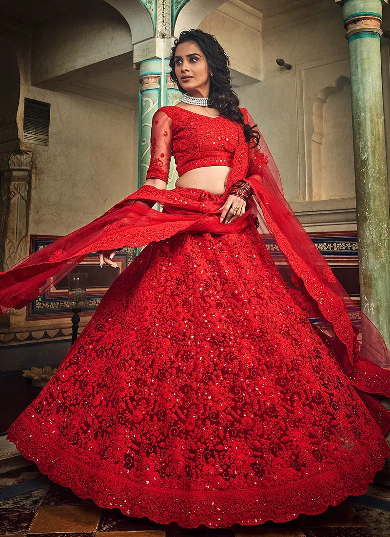 Bridal Red Designer Wedding Lehenga Choli