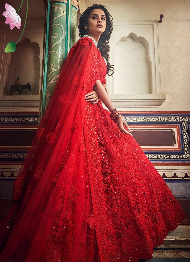 Bridal Red Designer Wedding Lehenga Choli