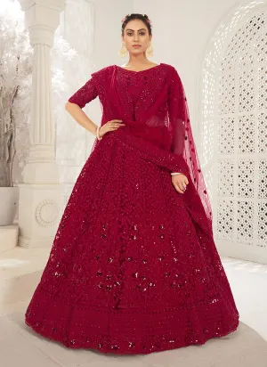 Bridal Red Sequence Embroidered Lehenga