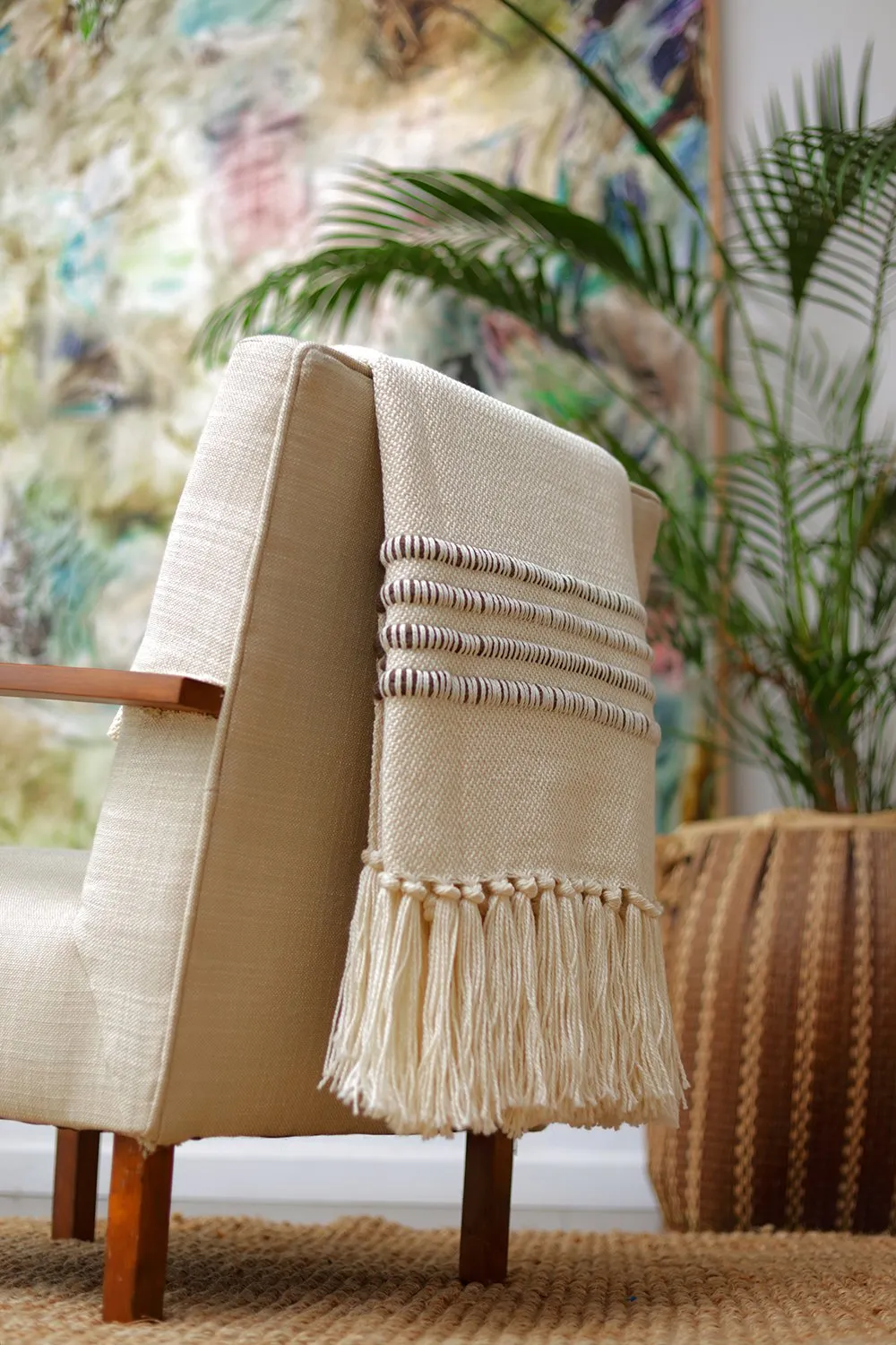 Brown Striped Decorative Throw Blanket