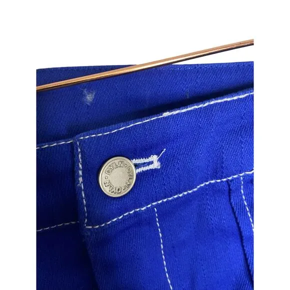 BY.DYLN Cooper Denim Mini Skirt Boxy Utility Contrast Stitch Cobalt Blue Small