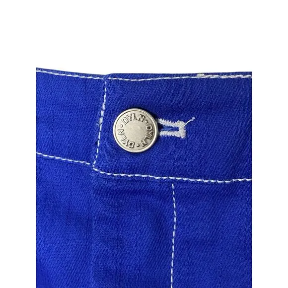BY.DYLN Cooper Denim Mini Skirt Boxy Utility Contrast Stitch Cobalt Blue Small