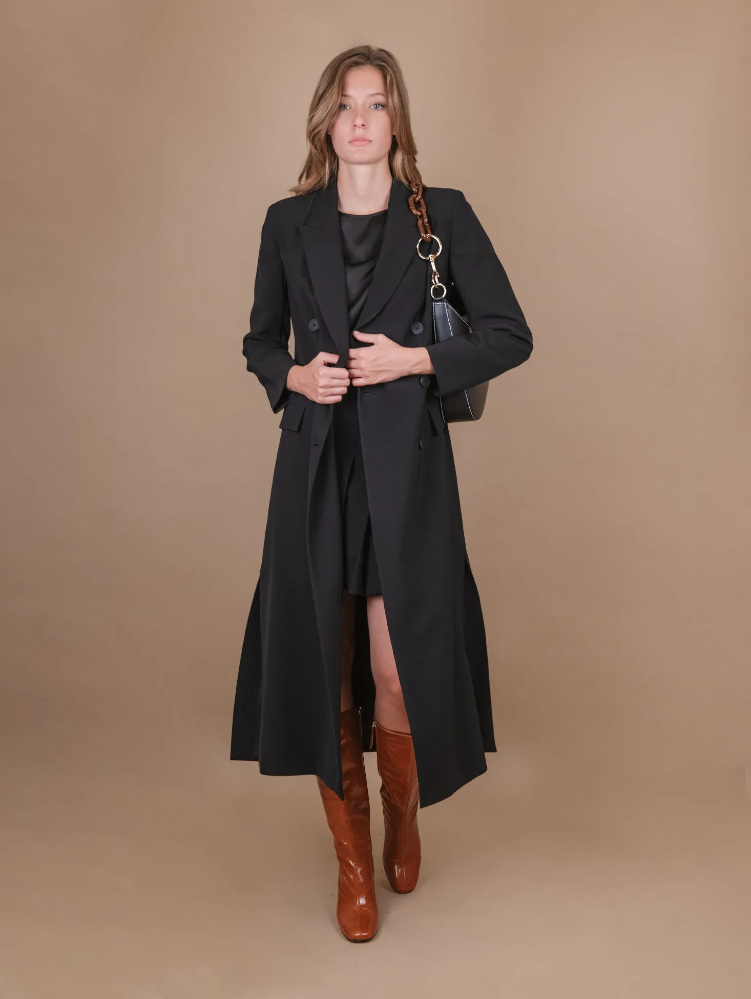 CAPPOTTO DOPPIOPETTO  CON SPACCO LATERALE NERO