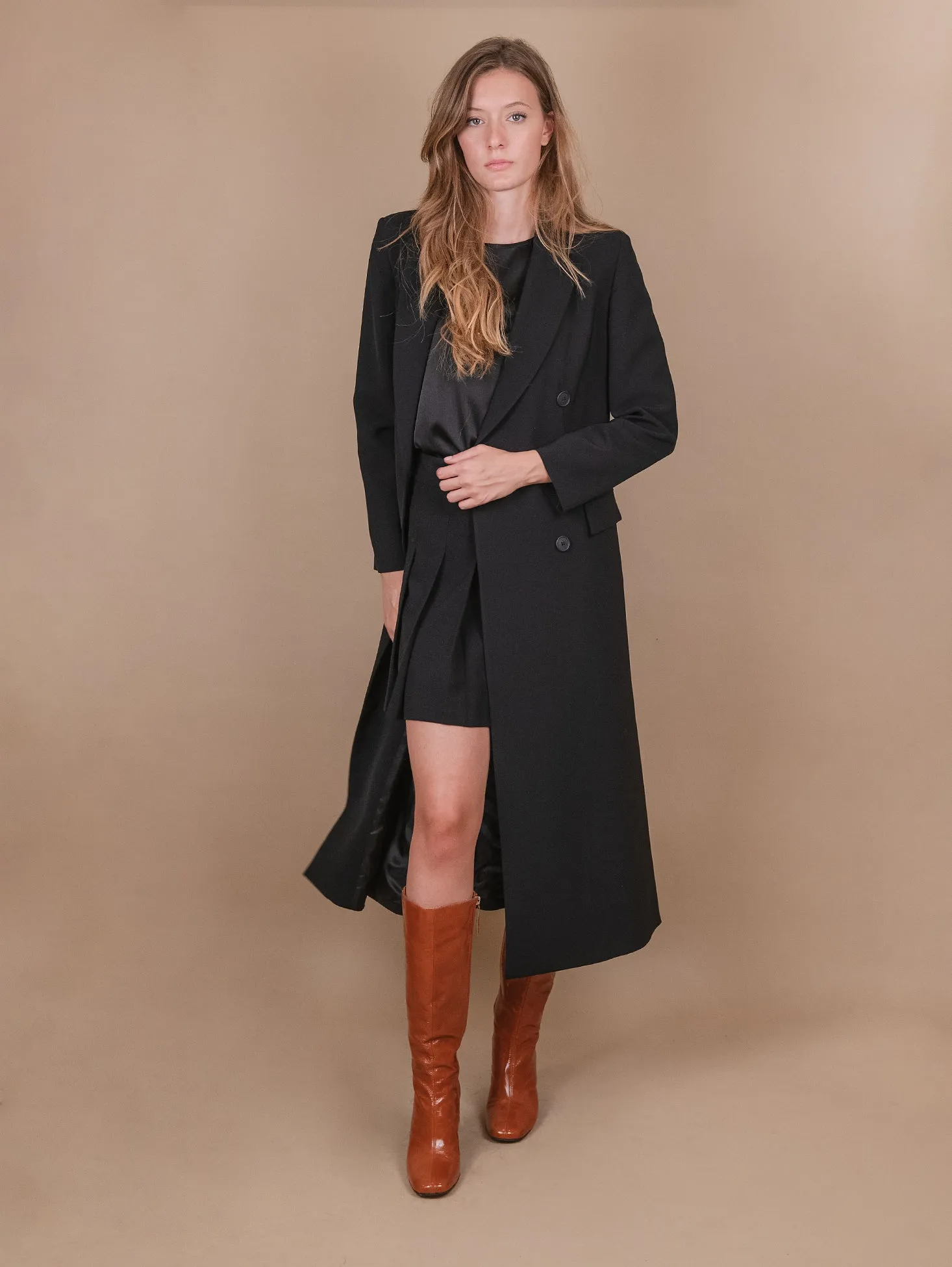 CAPPOTTO DOPPIOPETTO  CON SPACCO LATERALE NERO