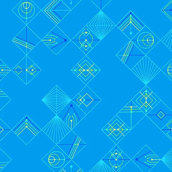 Century Prints - Deco Glo II Acai Blue Tiles Fabric CS-788-B