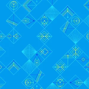 Century Prints - Deco Glo II Acai Blue Tiles Fabric CS-788-B