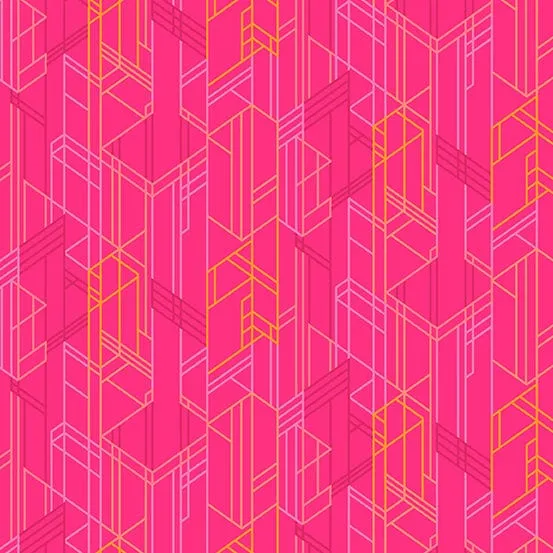 Century Prints - Deco Glo II Prickly Pear Hot Pink Meander Fabric CS-276-R