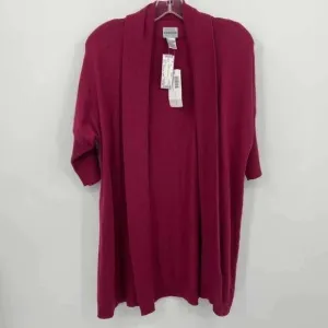 Chico's Size 1 US M Luxe Drape Cardigan Angola Rabbit Hair Red Short Sleeves