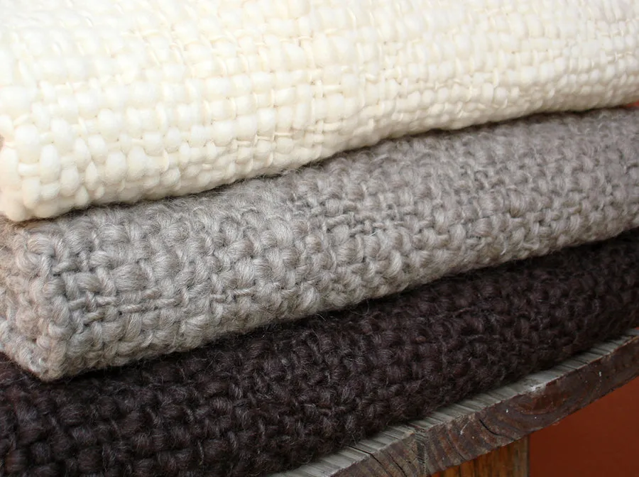 Chunky Knit Blanket - Flame Grey Wool Throw