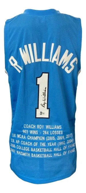 Coach Roy Williams Signed North Carolina Tar Heels Career Stat Jersey (Beckett)