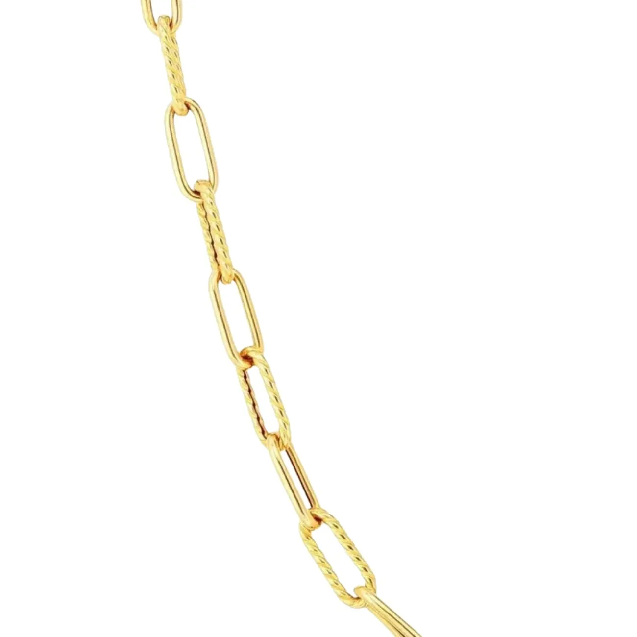 Designer Gold 18K Yellow Gold Shiny & Fluted Paperclip Chain Necklace